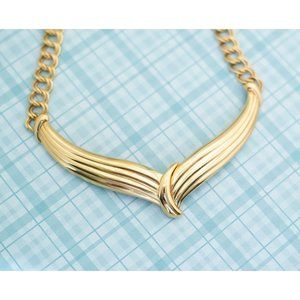 Vintage Gold Tone Curb Chain Choker by Monet - 16 inch - L19